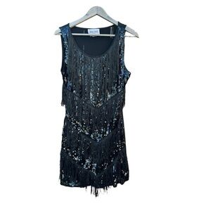 Jerry Beck For Charades FLAPPER Tasseled Tiered Dress Costume, Size Large